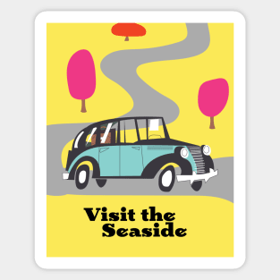 visit the Seaside vintage cartoon Sticker